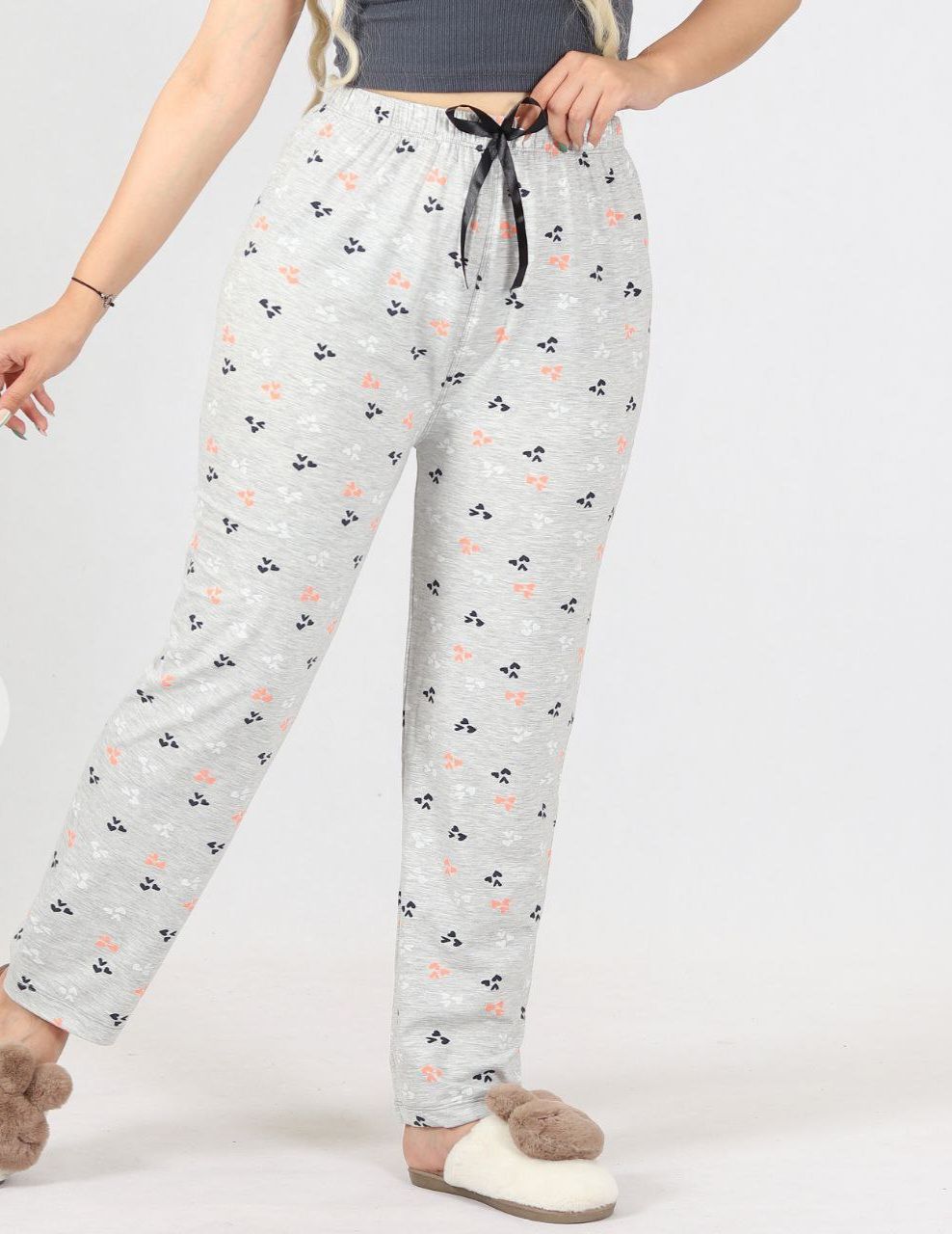 شلوار زنانه ملانژ پنبه لاکرا لطیف فولکش