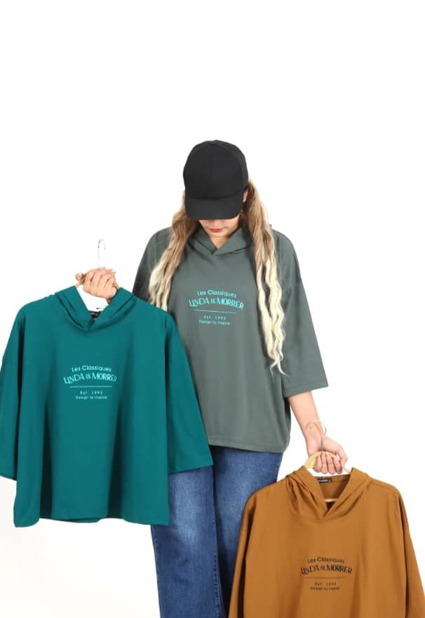 تیشرت زنانه فول باکسی کلاه دار لیندا لش سوپر نخ اعلا نخ ۲۸