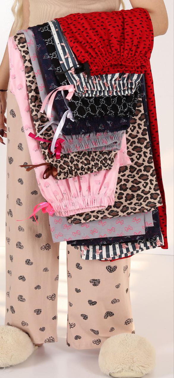 شلوار سایز بزرگ زنانه نخ با کیفیت گرم بالا طرحدار و گل دار