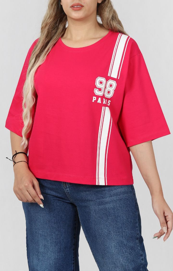 تیشرت  کراپ باکسی زنانه نخپنبه با کیفیت عالی گرم بالا